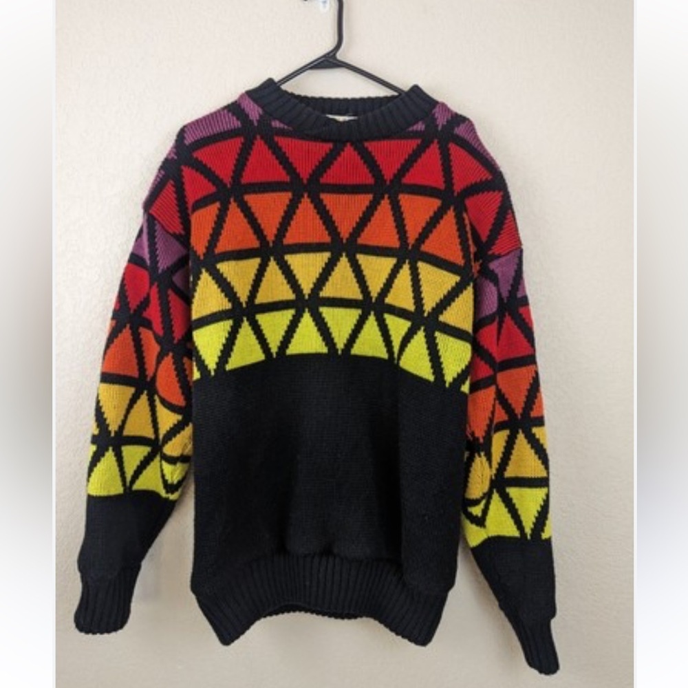 Vintage SOS Sportswear Of Sweden Geometric Wool Blend Ski Sweater